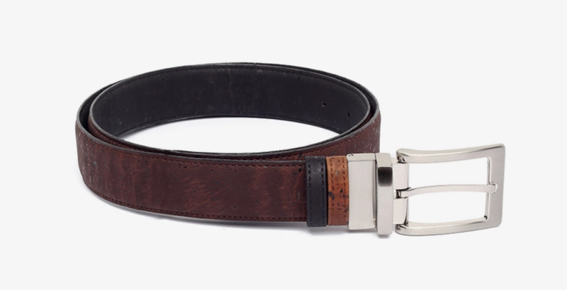Cinturón de corcho negro-marrón reversible